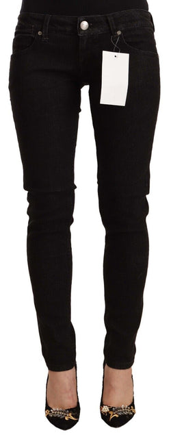 Sleek Skinny Low Waist Black Jeans Acht