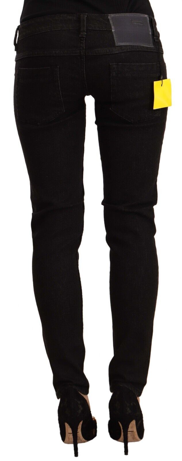 Sleek Skinny Low Waist Black Jeans Acht