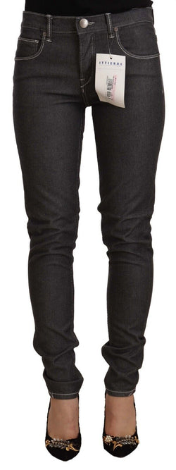 Chic Mid Waist Skinny Black Jeans Acht