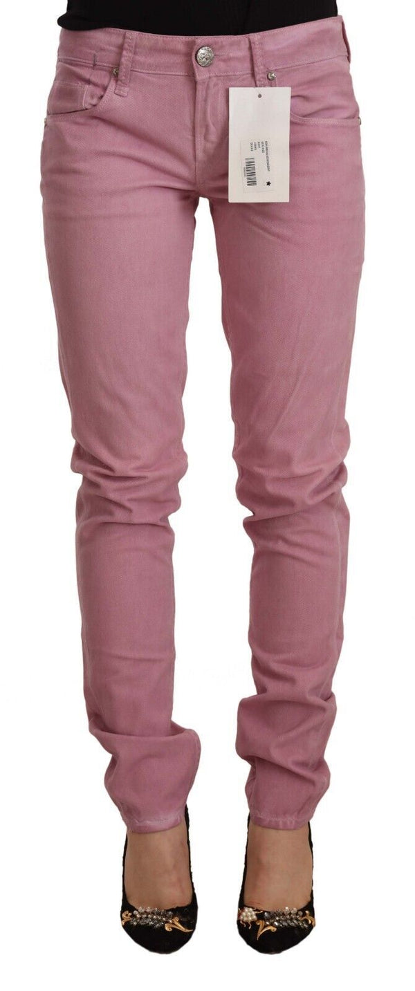 Elegant Pink Slim Fit Denim Jeans Acht