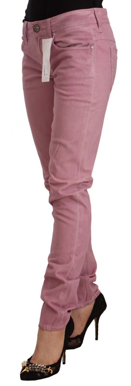 Elegant Pink Slim Fit Denim Jeans Acht