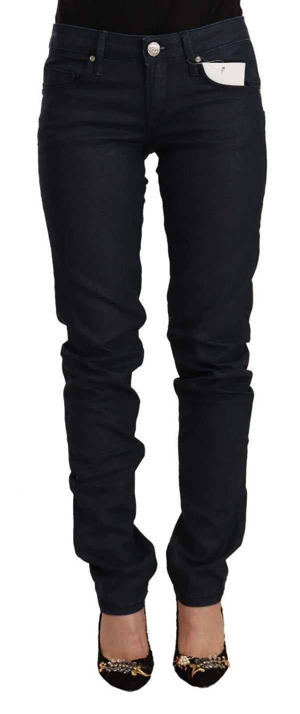 Chic Low Waist Skinny Black Denim Acht