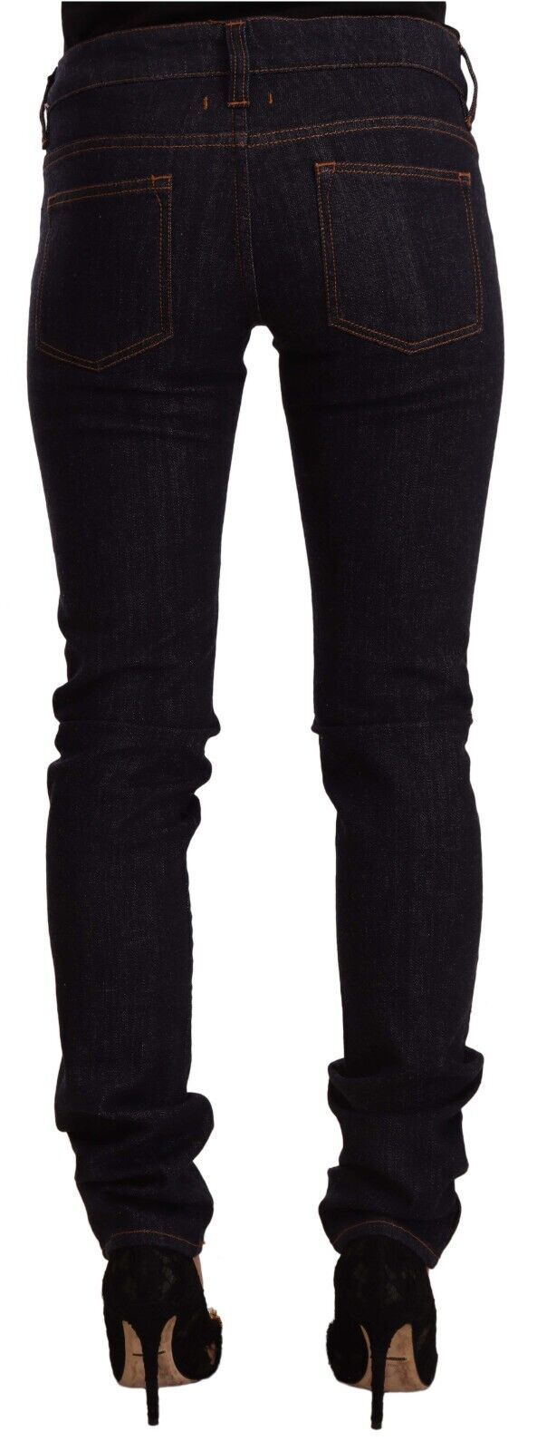 Chic Black Slim Fit Designer Jeans GF Ferre