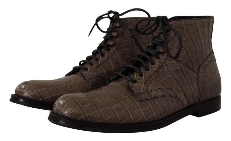 Elegant Crocodile Derby Brogue Boots Dolce & Gabbana