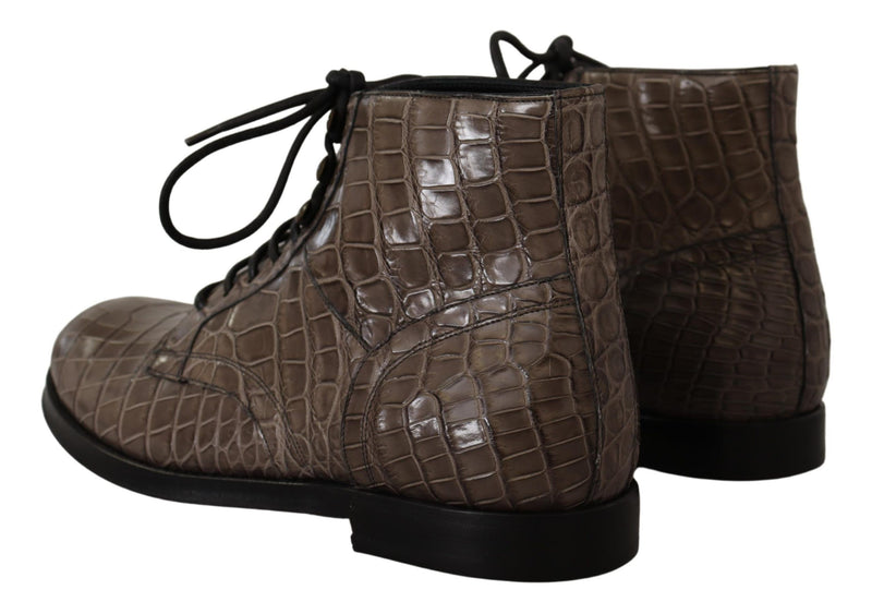 Elegant Crocodile Derby Brogue Boots Dolce & Gabbana