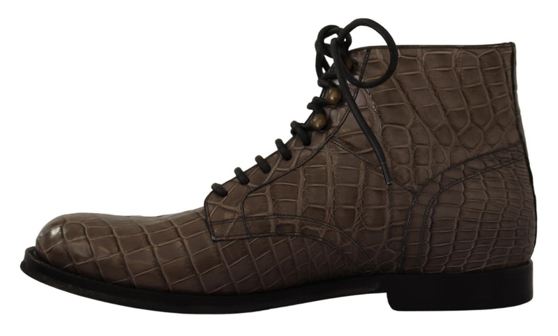 Elegant Crocodile Derby Brogue Boots Dolce & Gabbana