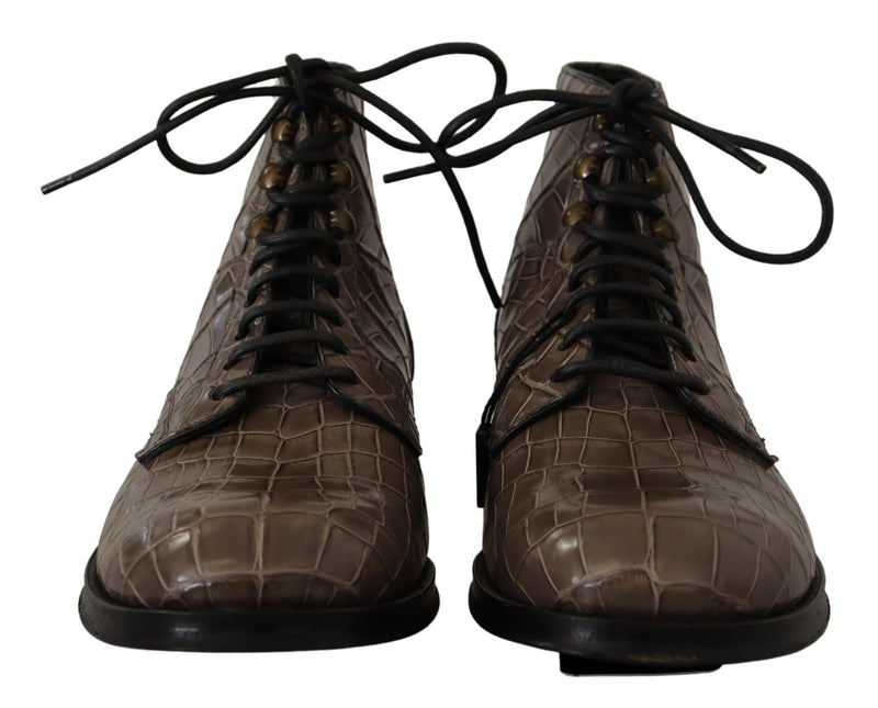 Elegant Crocodile Derby Brogue Boots Dolce & Gabbana