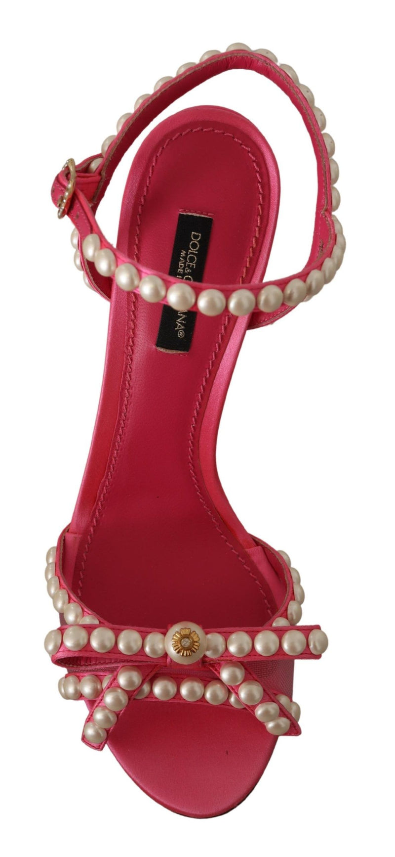 Elegant Pink Pearl Embellished Heels Sandals Dolce & Gabbana