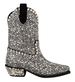 Crystal-Embellished Black Suede Boots Dolce & Gabbana