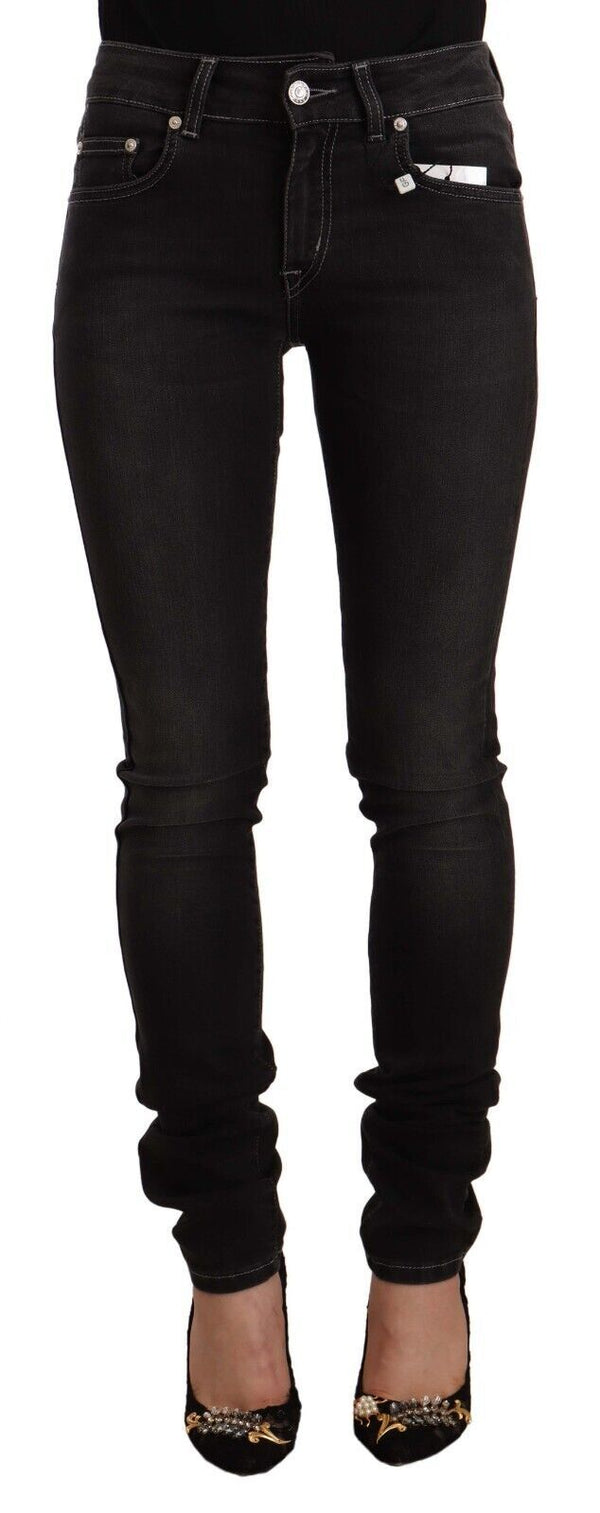 Chic Slim-Fit Black Washed Jeans GF Ferre