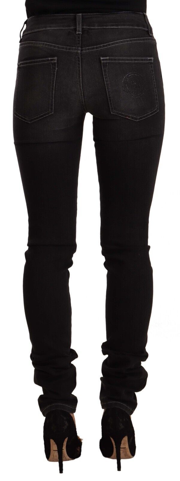 Chic Slim-Fit Black Washed Jeans GF Ferre