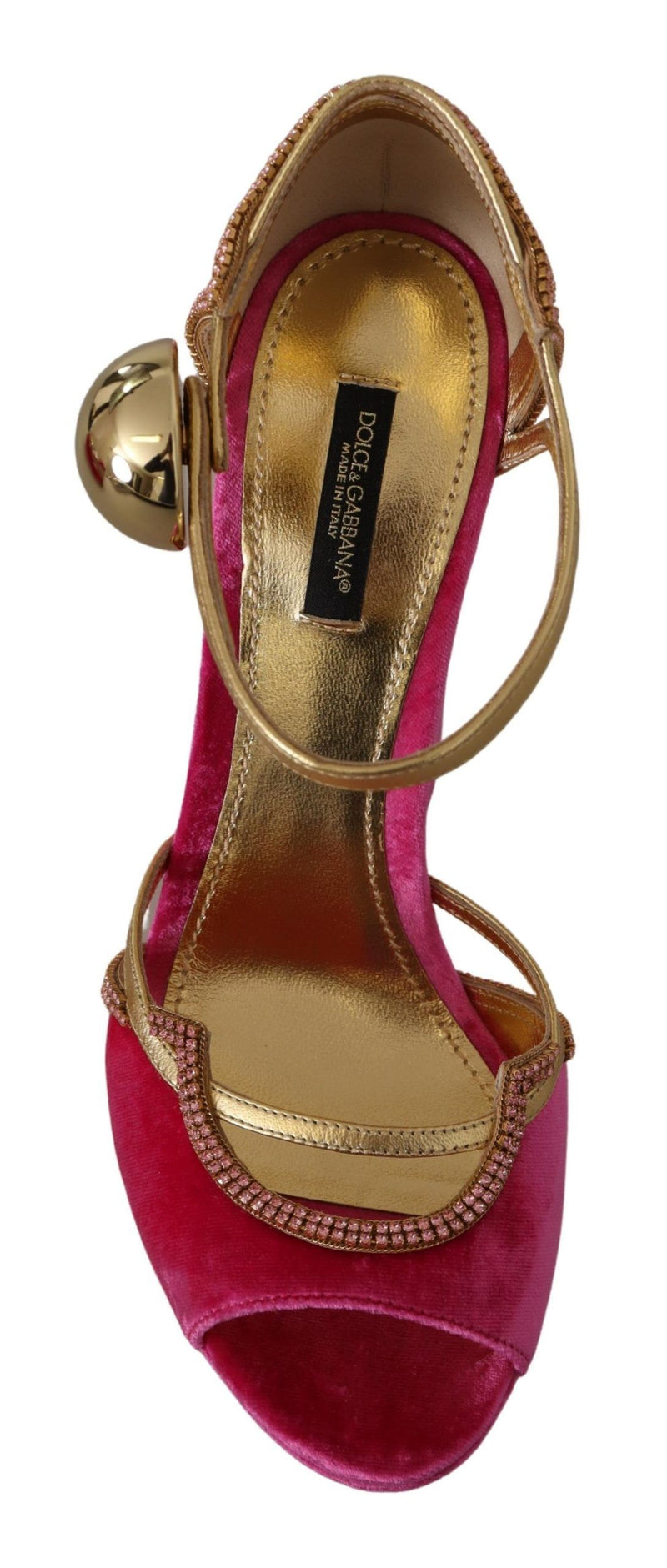 Ethereal Pink Velvet Crystal Sandals Dolce & Gabbana