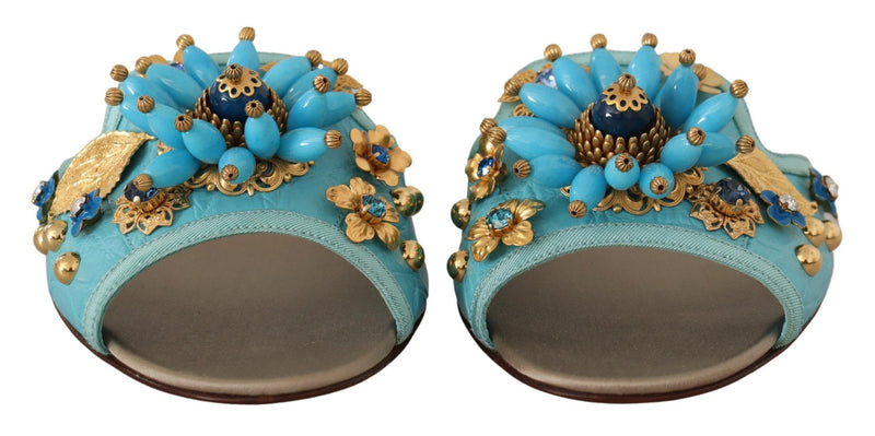 Exquisite Crystal-Embellished Exotic Leather Sandals Dolce & Gabbana