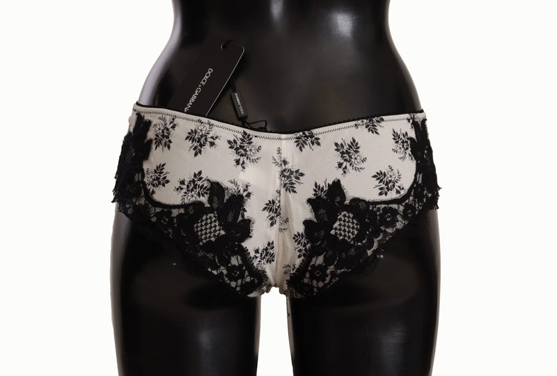 Elegant White Lace Silk Briefs Dolce & Gabbana