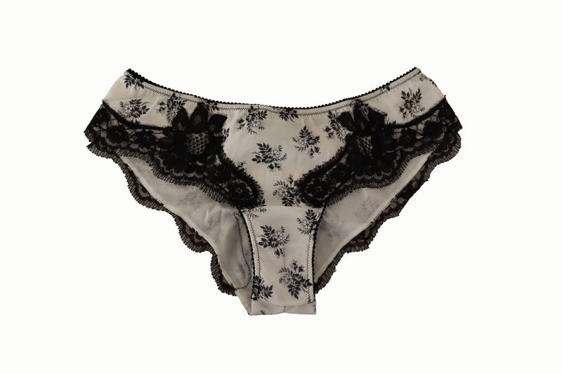 Elegant White Lace Silk Briefs Dolce & Gabbana