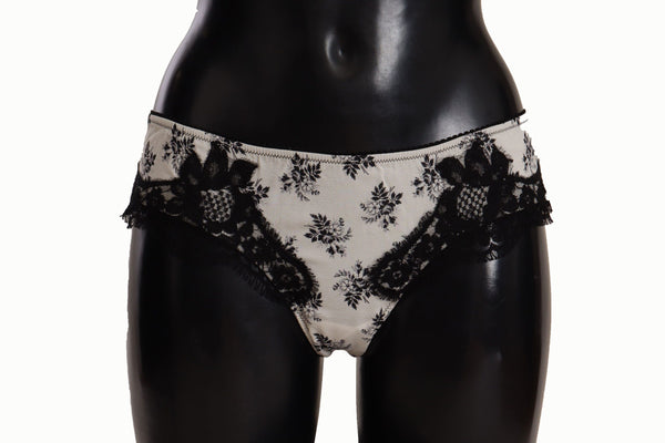 Elegant White Lace Silk Briefs Dolce & Gabbana