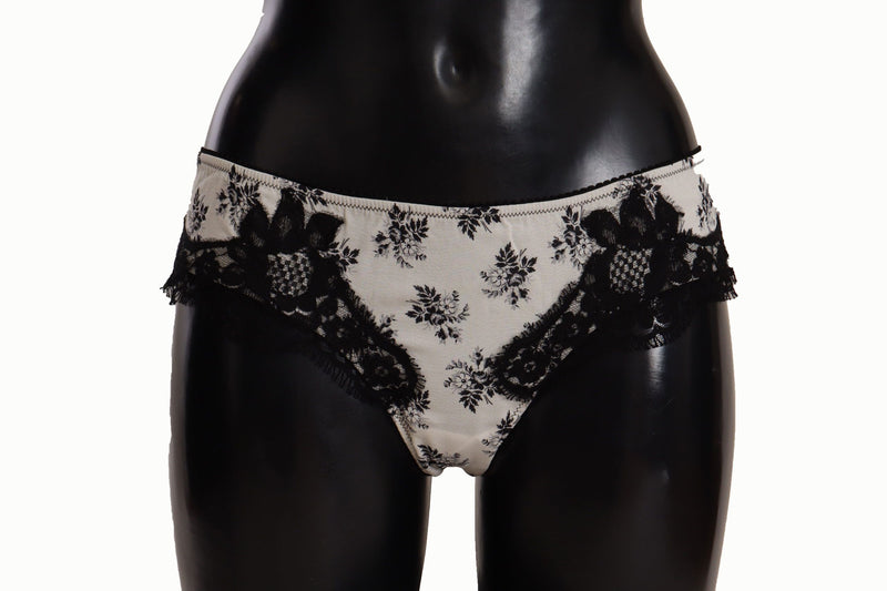 Elegant White Lace Silk Briefs Dolce & Gabbana