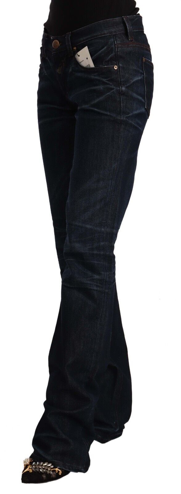 Chic Dark Blue Mid Waist Jeans Ermanno Scervino