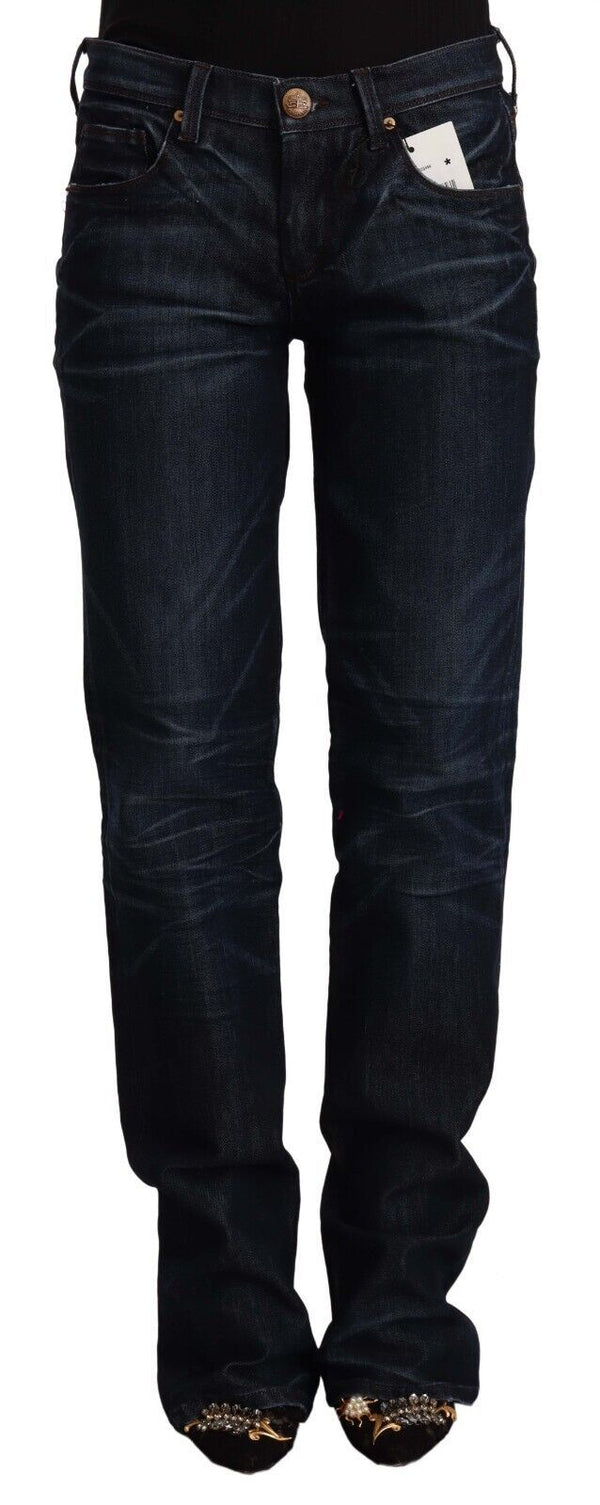 Chic Dark Blue Mid Waist Jeans Ermanno Scervino