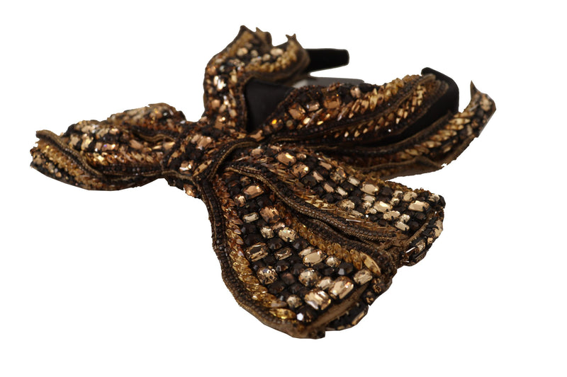 Elegant Gold Embellished Silk Diadem Dolce & Gabbana