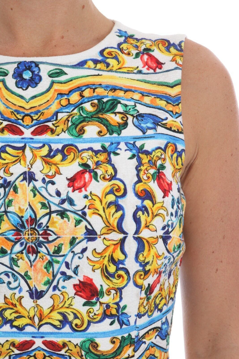 Majolica Print Midi Sheath Dress Dolce & Gabbana