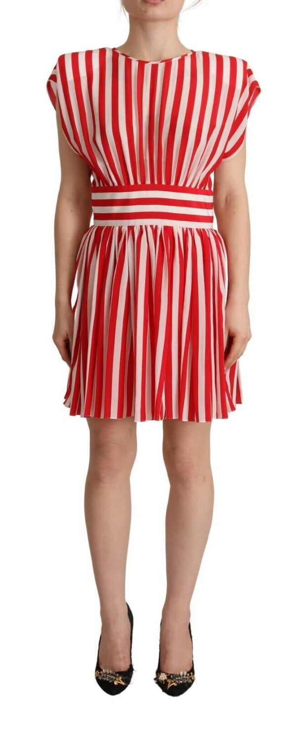 Elegant Striped Silk A-Line Mini Dress Dolce & Gabbana