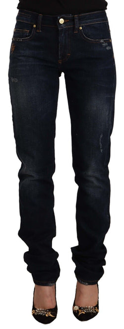 Chic Mid-Waist Skinny Jeans in Dark Blue Wash GF Ferre