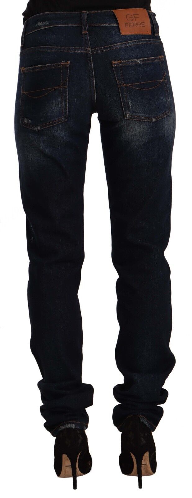 Chic Mid-Waist Skinny Jeans in Dark Blue Wash GF Ferre