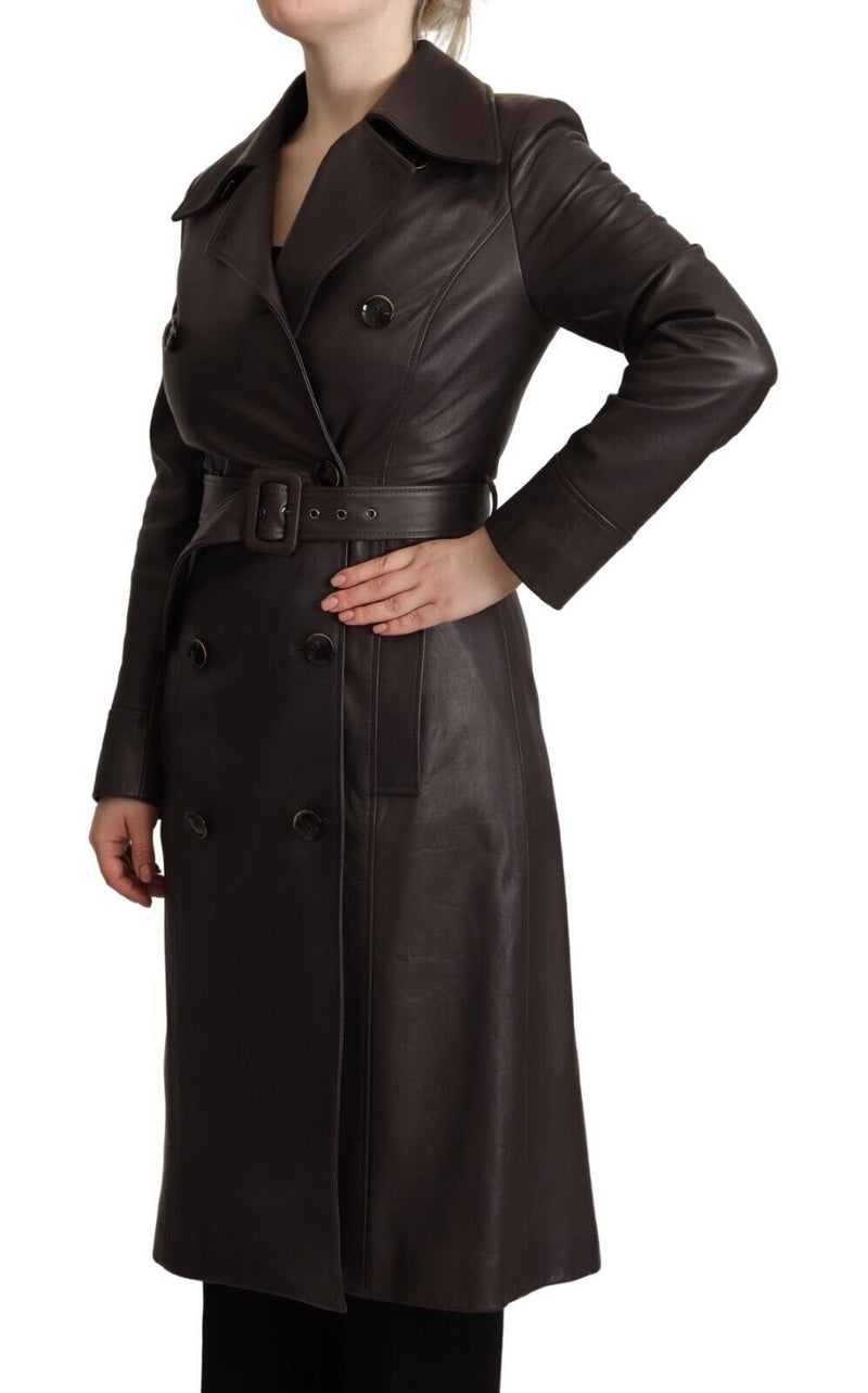 Elegant Double-Breasted Lambskin Leather Coat Dolce & Gabbana