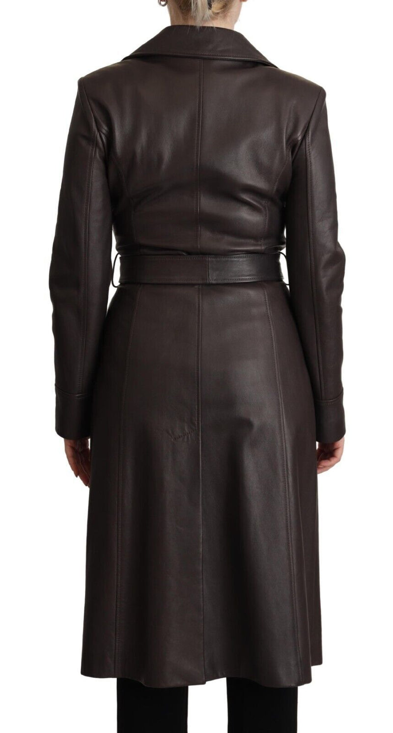 Elegant Double-Breasted Lambskin Leather Coat Dolce & Gabbana