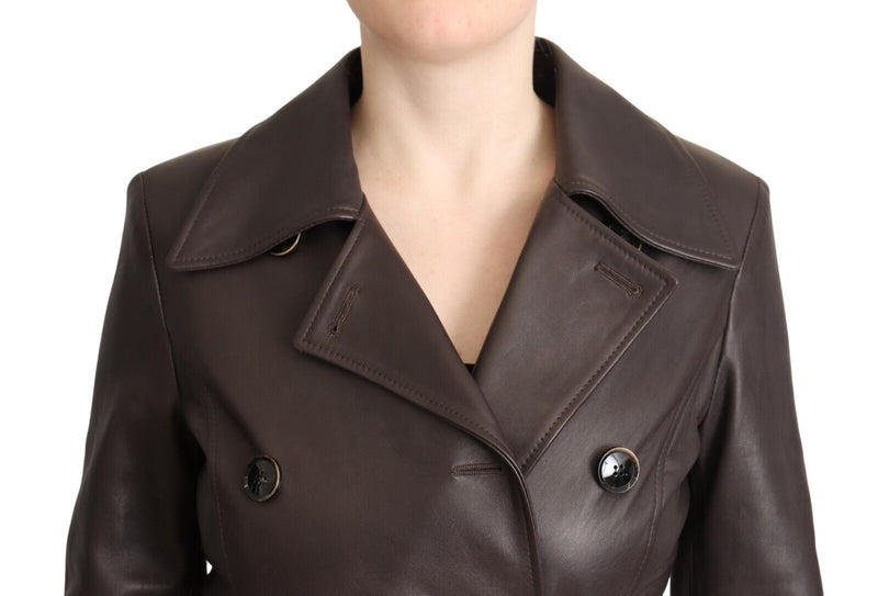 Elegant Double-Breasted Lambskin Leather Coat Dolce & Gabbana