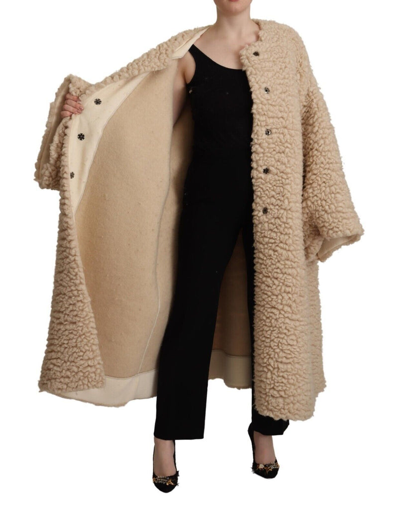 Elegant Beige Cashmere Overcoat Jacket Dolce & Gabbana