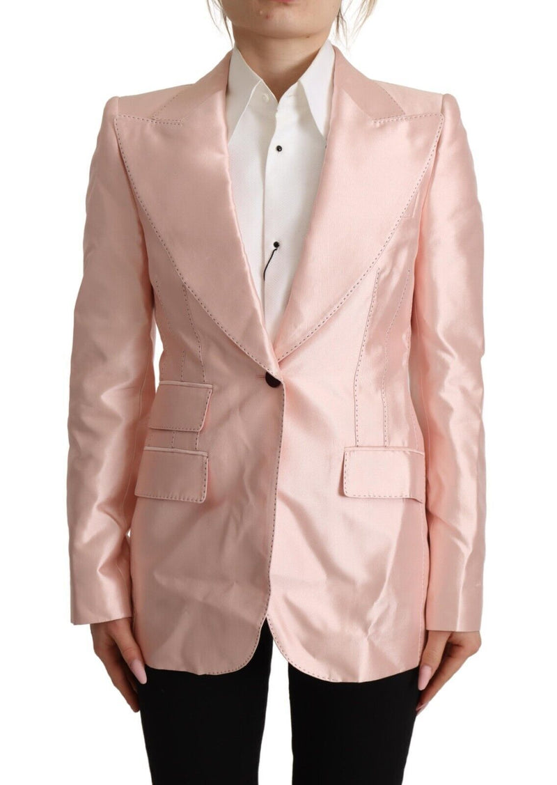 Elegant Pink Silk Blazer Jacket Dolce & Gabbana