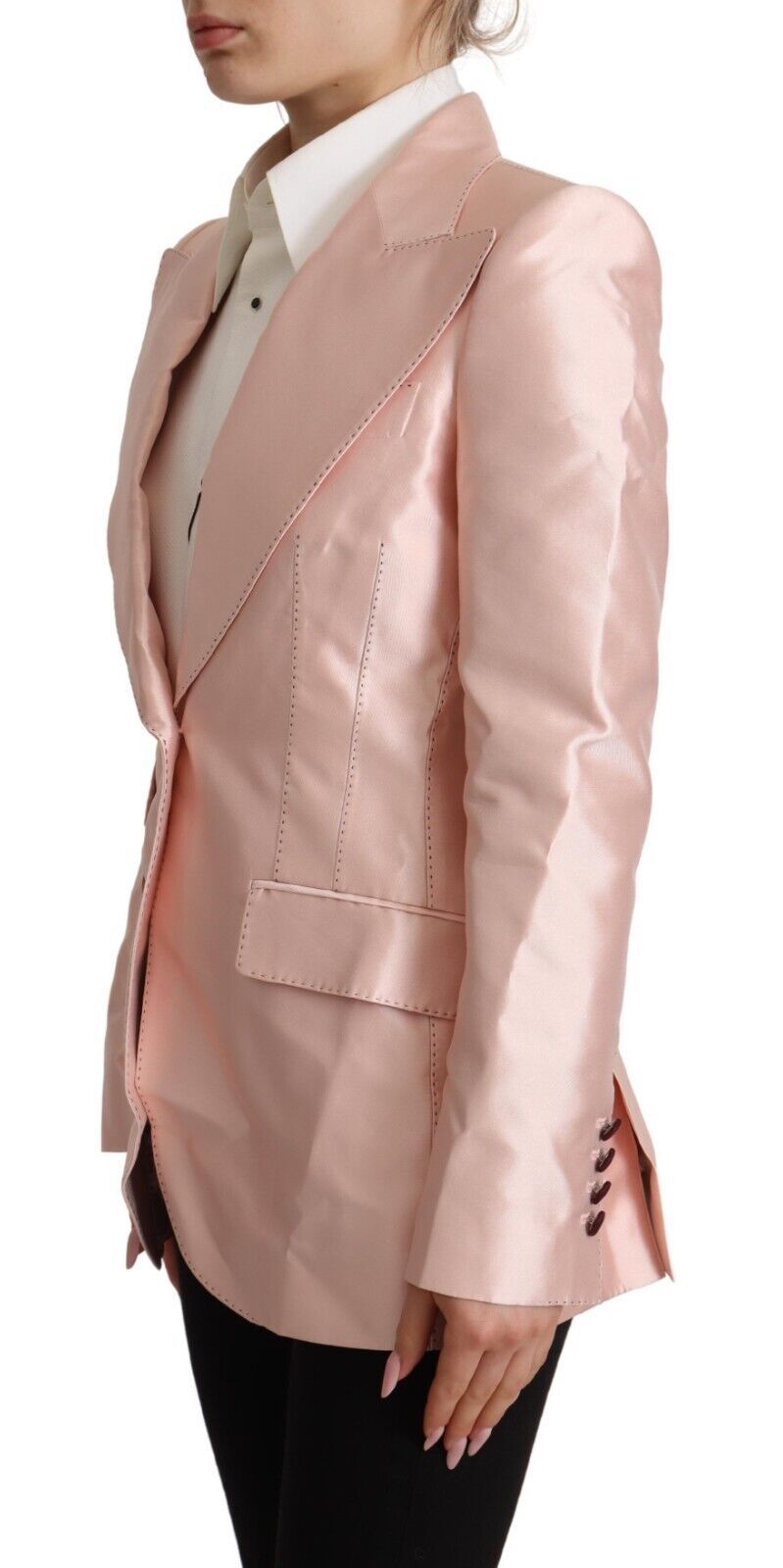 Elegant Pink Silk Blazer Jacket Dolce & Gabbana