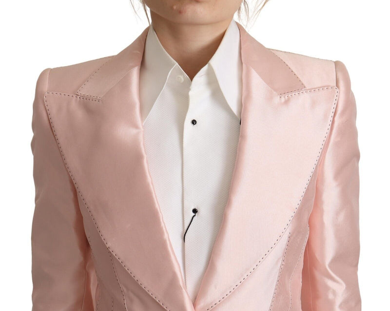 Elegant Pink Silk Blazer Jacket Dolce & Gabbana