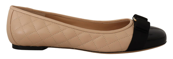 Elegant Quilted Leather Flats - Chic Dual-Tone Design Salvatore Ferragamo