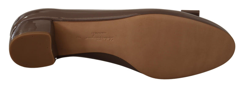 Elegant Caraway Brown Pumps with Vara Bow Salvatore Ferragamo