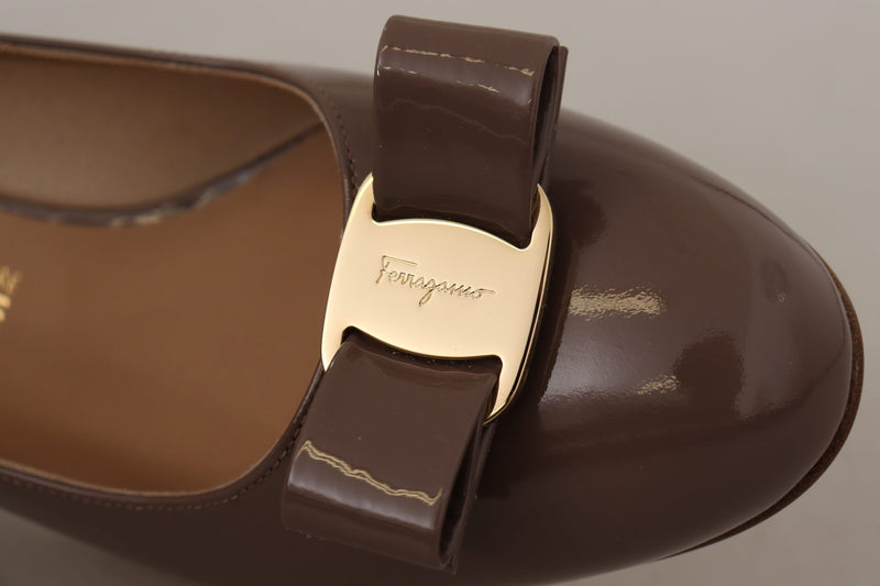 Elegant Caraway Brown Pumps with Vara Bow Salvatore Ferragamo