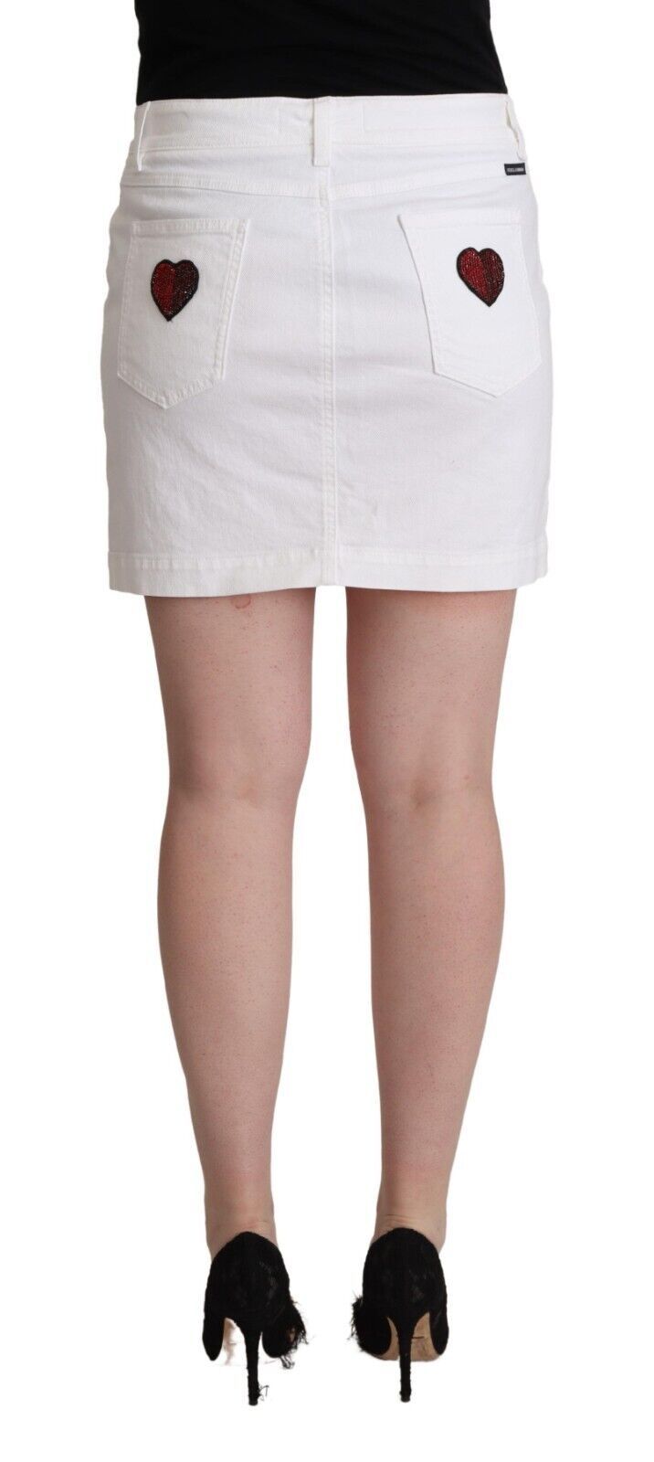 Chic Embellished White Denim Mini Skirt Dolce & Gabbana