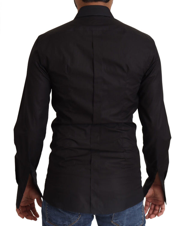 Elegant Slim Fit Black Cotton Dress Shirt Dolce & Gabbana