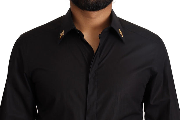 Elegant Slim Fit Black Cotton Dress Shirt Dolce & Gabbana