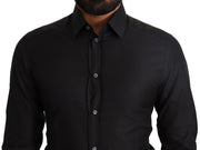 Elegant Black Cotton Gold Dress Shirt Dolce & Gabbana