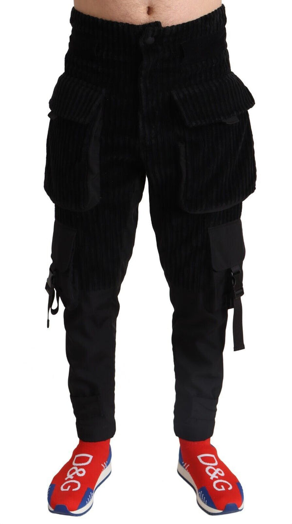 Elegant Black Cargo Corduroy Pants Dolce & Gabbana