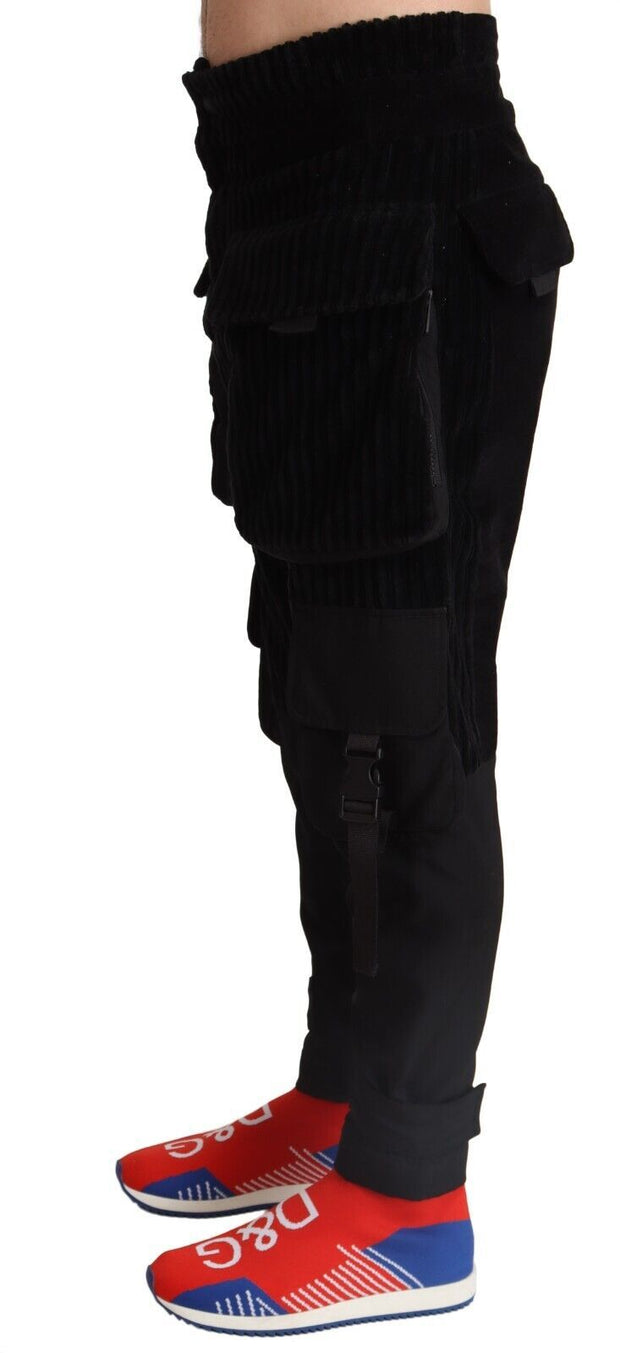 Elegant Black Cargo Corduroy Pants Dolce & Gabbana