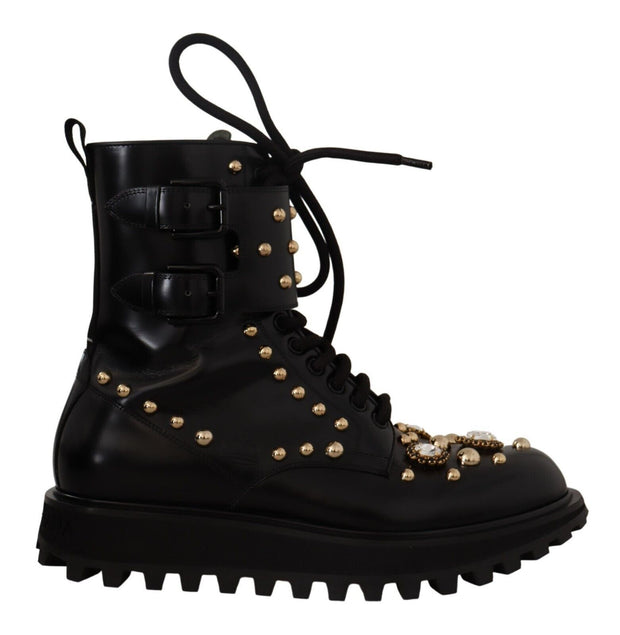 Black Crystal-Studded Formal Boots Dolce & Gabbana