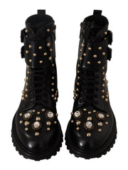 Black Crystal-Studded Formal Boots Dolce & Gabbana