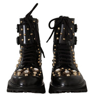 Black Crystal-Studded Formal Boots Dolce & Gabbana