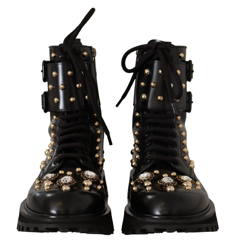 Black Crystal-Studded Formal Boots Dolce & Gabbana