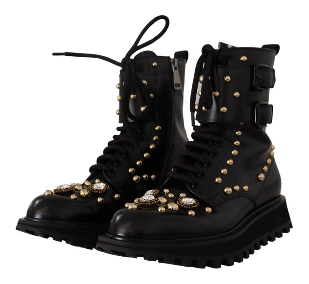 Black Crystal-Studded Formal Boots Dolce & Gabbana