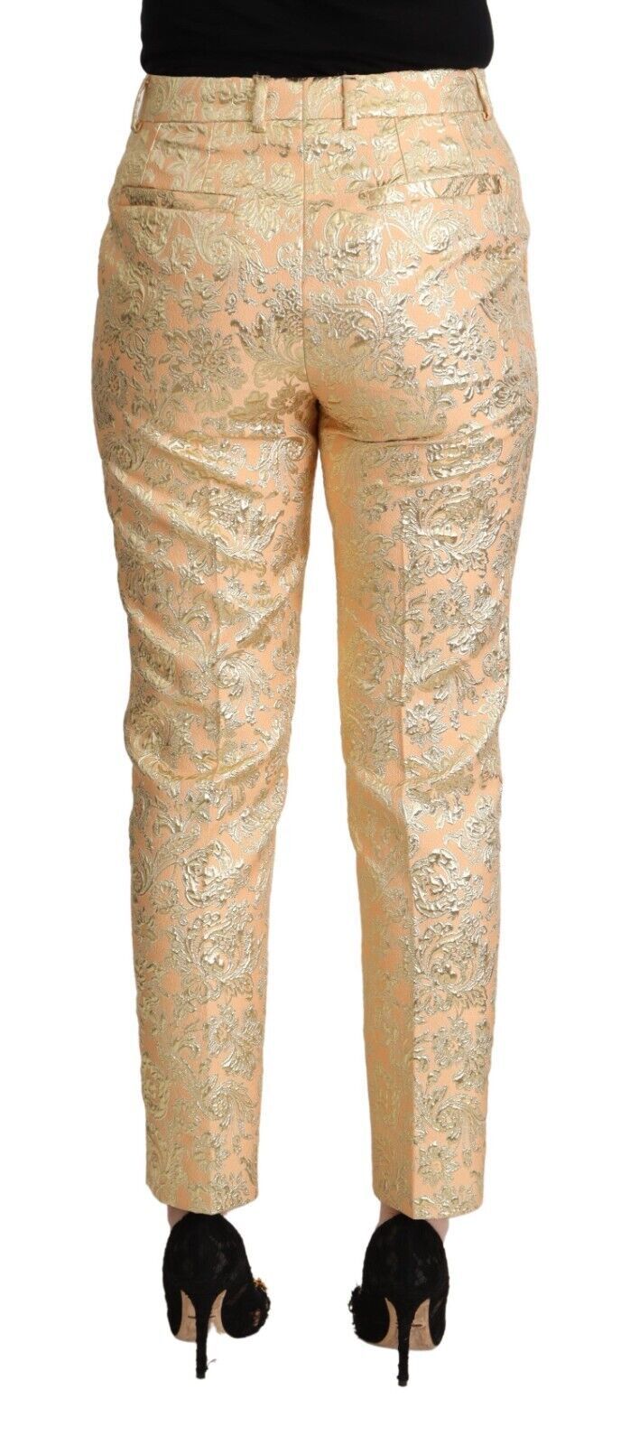 Elegant High-Waisted Pink Brocade Pants Dolce & Gabbana